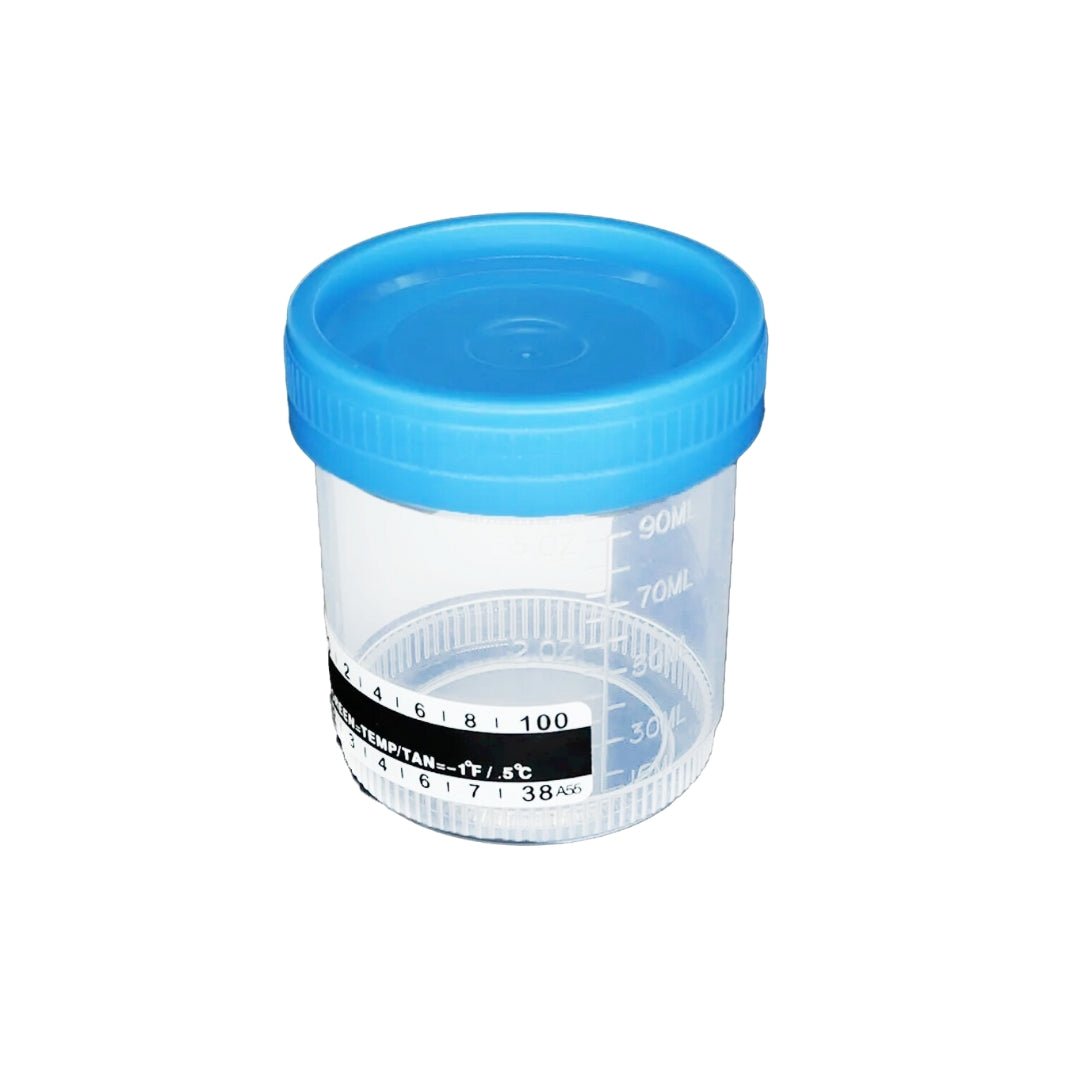 90ml Sterile Urine Cup with Temp Strip & Label - 100pcs/pack | Clinsam - Biology, Chemistry, Education Uses