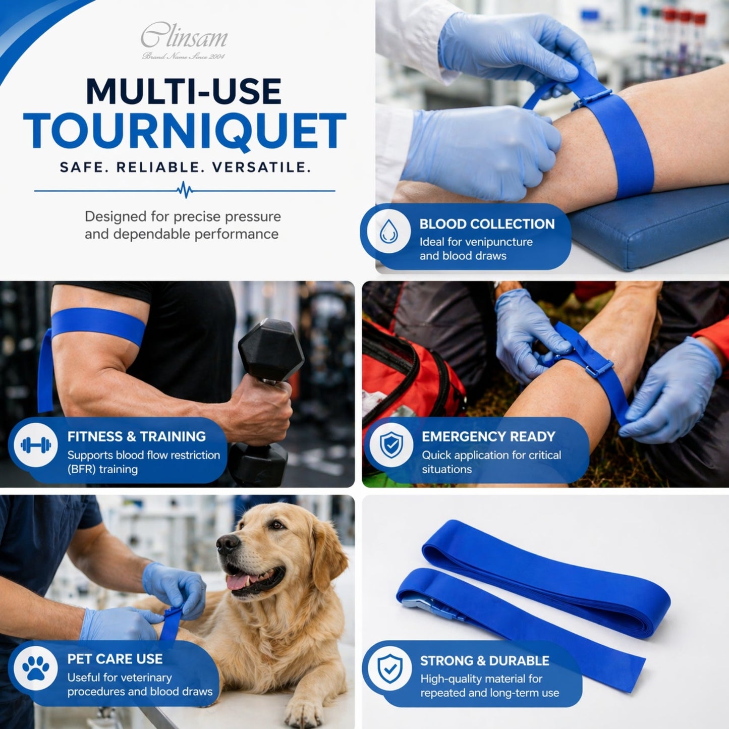 Disposable Tourniquets Latex Free, 1 x 18, First Aid Kit 250 Count (1 Box) - Clinsam