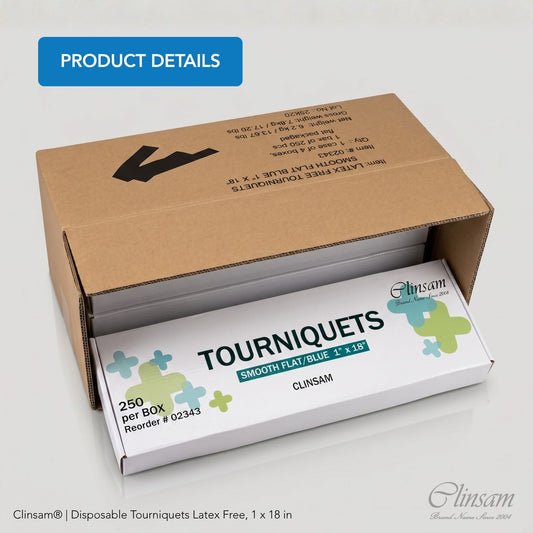 Disposable Tourniquets Latex Free, 1 x 18, First Aid Kit 250 Count (1 Box) - Clinsam