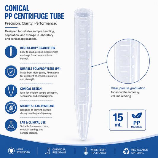 15ML Conical PP Centrifugal Tube (case of 500) - Clinsam