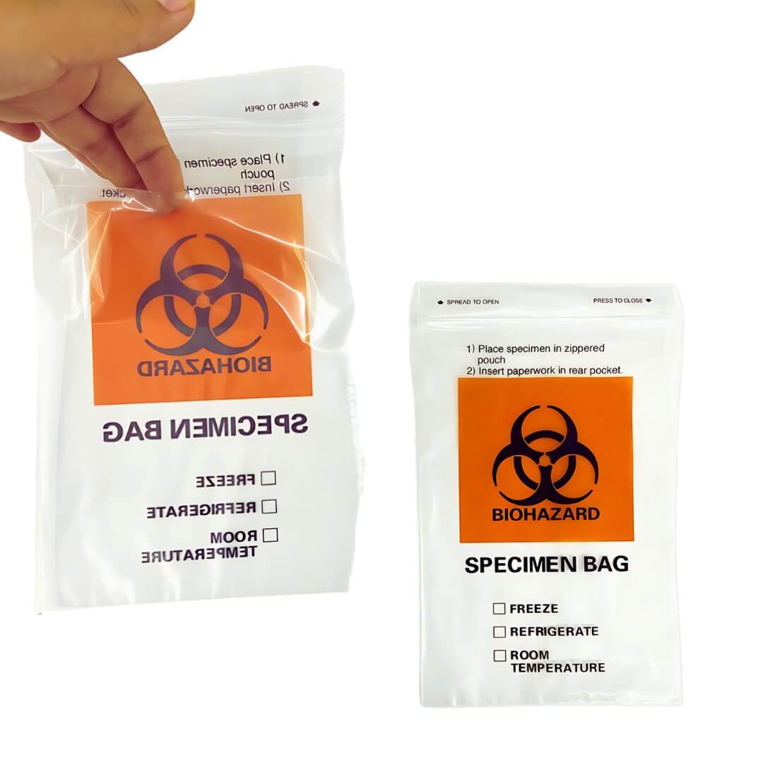 6"x9" Biohazard Specimen Ziplock Bag – 2 Mil, Dual Pocket - Clinsam