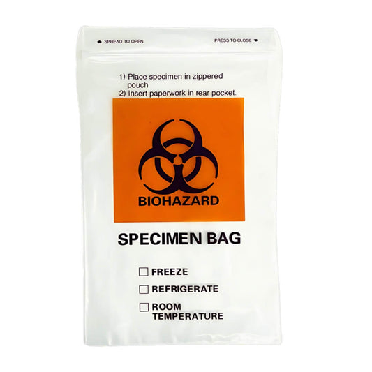 6"x9" Biohazard Specimen Ziplock Bag – 2 Mil, Dual Pocket - Clinsam
