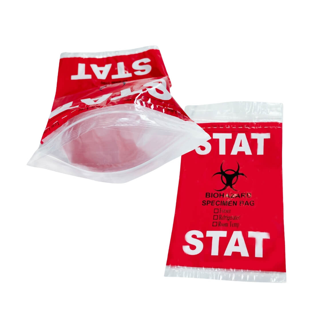 6"x9" STAT Biohazard Specimen Ziplock Bag – Dual Pocket | Clinsam Laboratory Manufacturer based in California