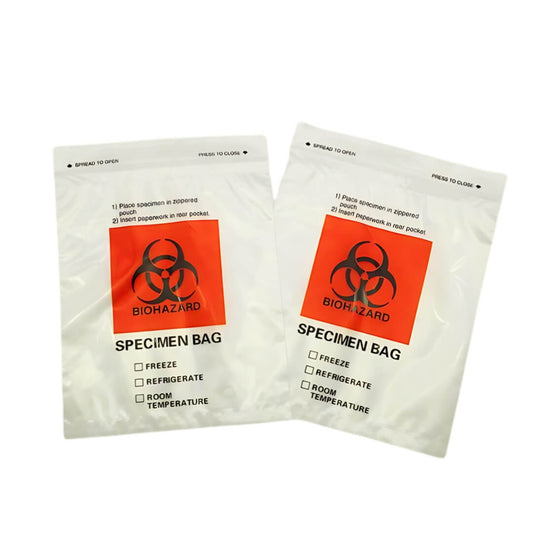 8"x10" Biohazard Specimen Ziplock Bag – Dual Pocket - Clinsam