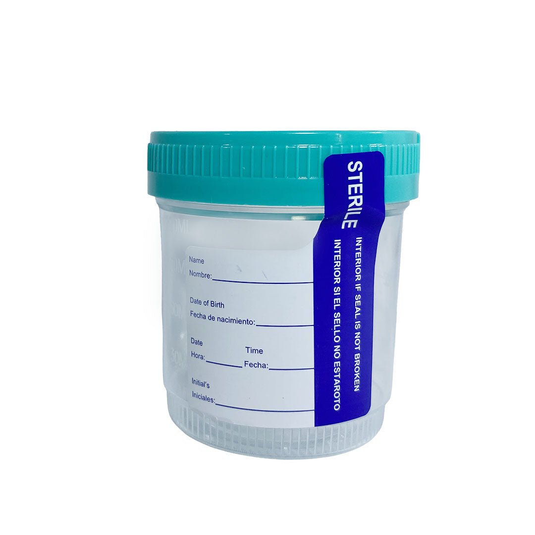 90ml Sterile Urine Cup with Temp Strip & Label - 100pcs/pack | Clinsam - Medical & Laboratory Equipment - Clinsam