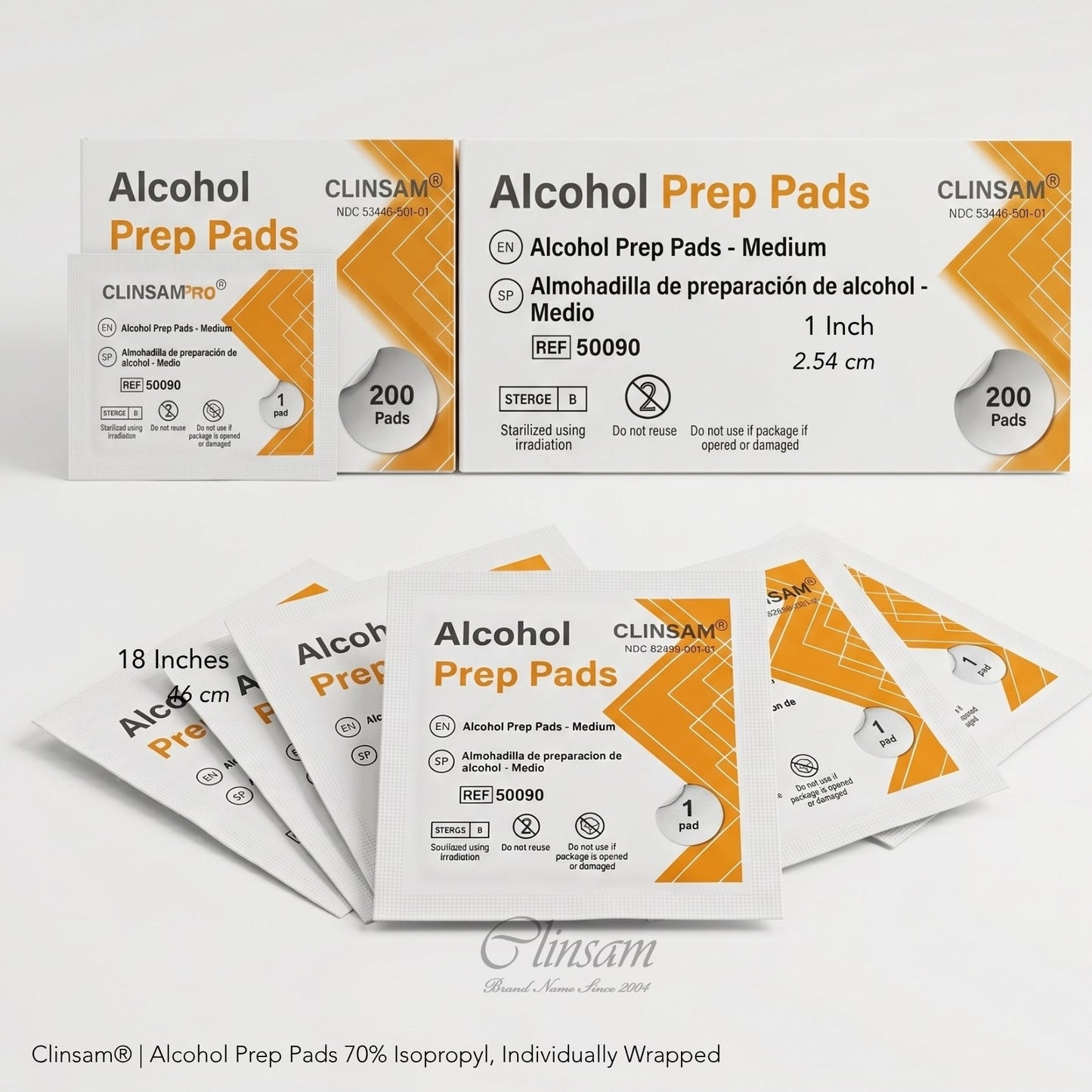 Alcohol Prep Pads 70% Isopropyl (5 Box of 200 Pad) - Clinsam