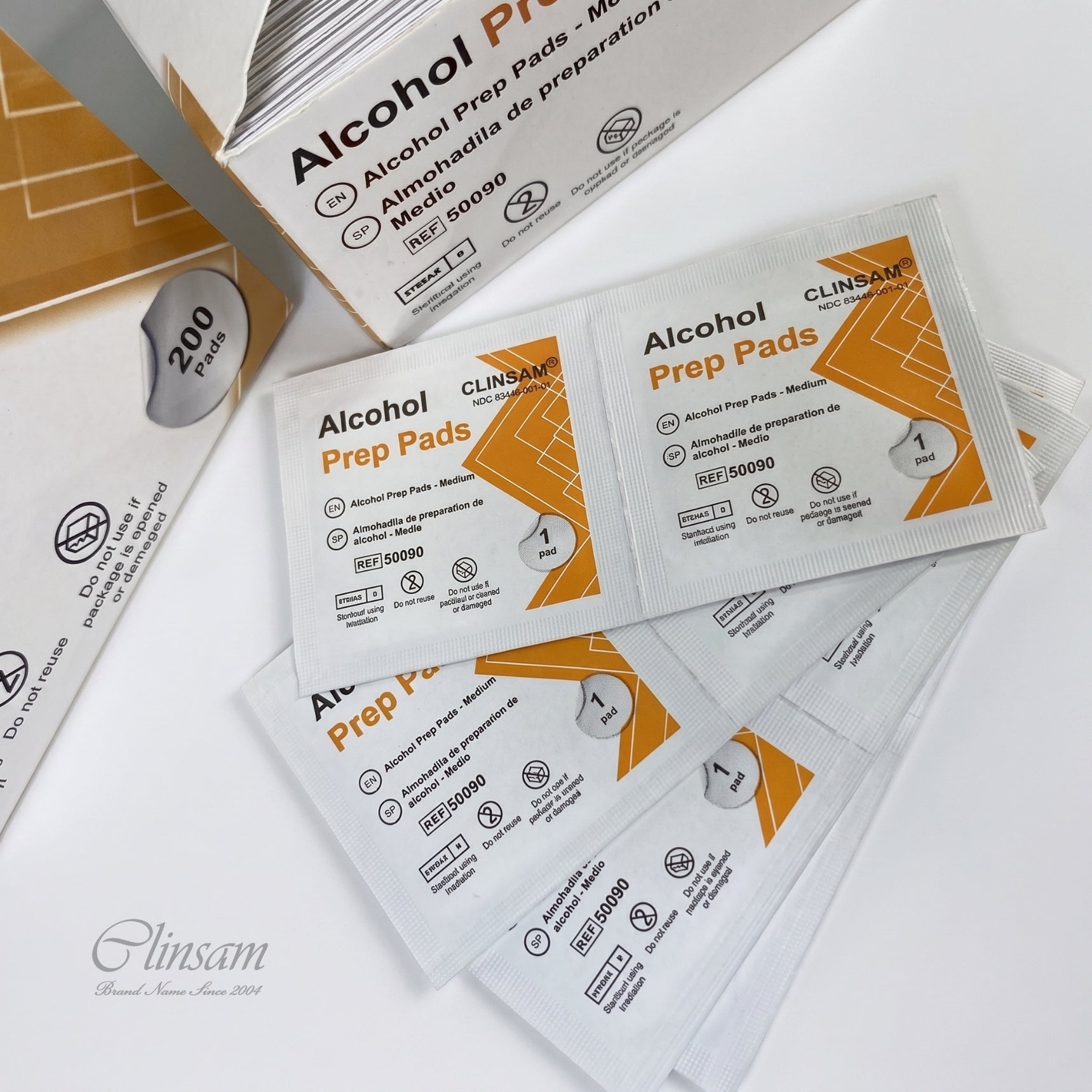 Alcohol Prep Pads 70% Isopropyl (5 Box of 200 Pad) - Clinsam