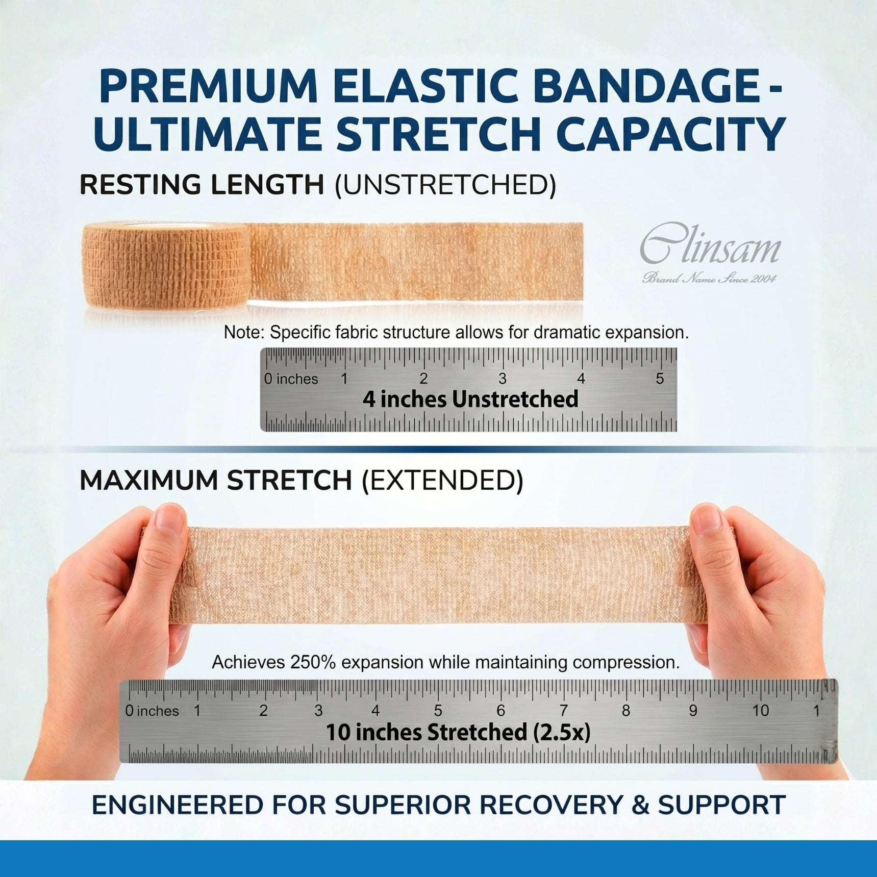Cohesive Bandage – Skin Tone, 1" x 5 Yards, Flexible & Self - Adherent - Clinsam