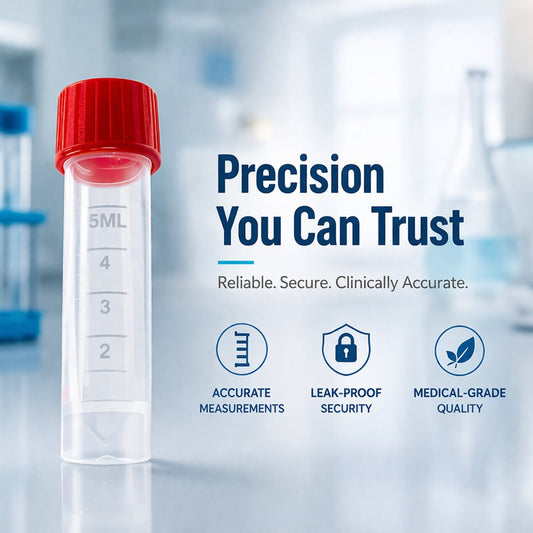 Conical Transport Tubes 5mL – Screw Cap, Leak - Resistant, Sterile @PKG of 1000Pcs - Clinsam