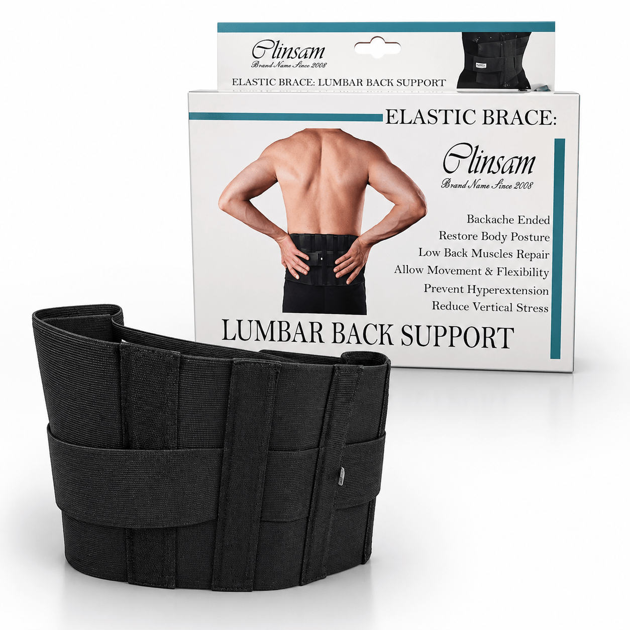 Elastic Lumbar Support Belt – Black, Small - Clinsam