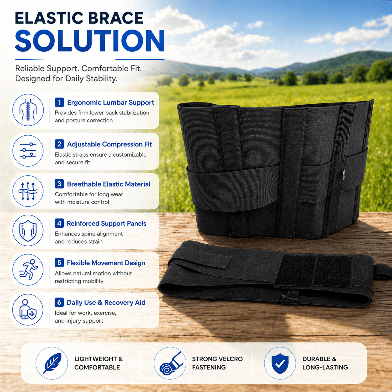 Elastic Lumbar Support Belt – Black, Small - Clinsam
