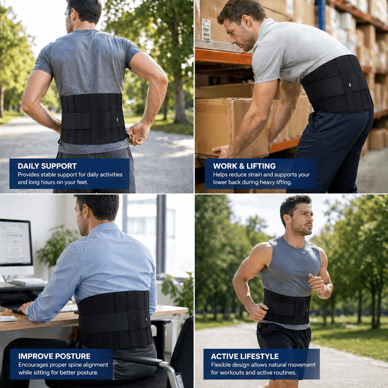 Elastic Lumbar Support Belt – Black, Small - Clinsam