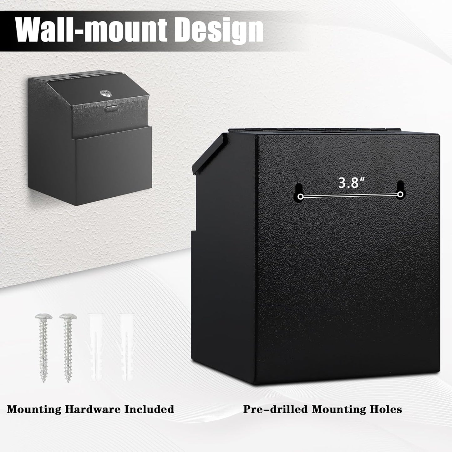 Locking Suggestion Box with Key – Wall Mount Metal Collection Box - Clinsam