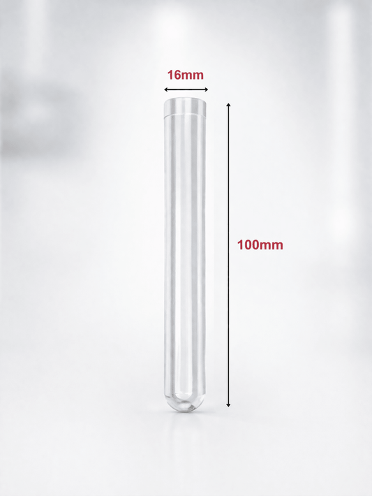 PS Test Tube 16x100mm – Clear Polystyrene, Lab - Grade - Clinsam