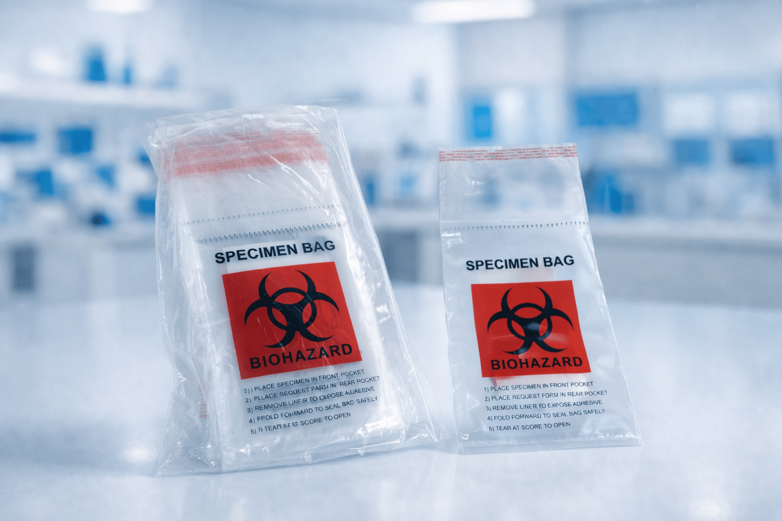 Specimen Biohazard Safety Seal Absorbent Bags – 100/Pack, 10 Packs/Case - Clinsam