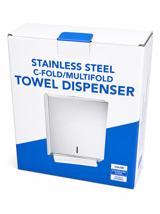 Stainless Steel Paper Towel Dispenser – C - Fold / Multifold Wall Mount - Clinsam