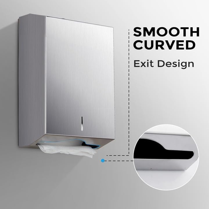 Stainless Steel Paper Towel Dispenser – C - Fold / Multifold Wall Mount - Clinsam